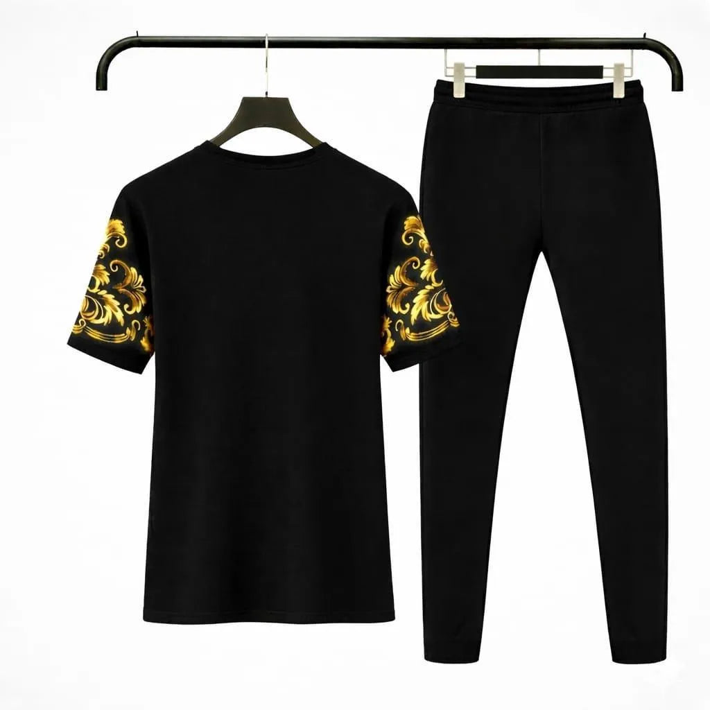 RichMan Royal Summer Tracksuit Set | Gold Print | Premium Cotton | S to 2XL | Btssameroo