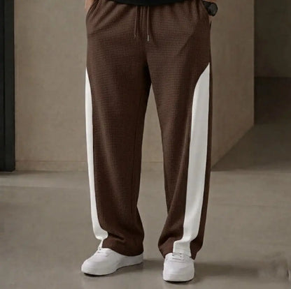 Men's Grey Waffle Knit White Side Panel Drawstring Trousers | S M L XL | Casual Streetwear | Btssameroo