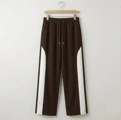 Men's Grey Waffle Knit White Side Panel Drawstring Trousers | S M L XL | Casual Streetwear | Btssameroo