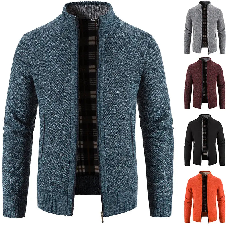 Men Knitted Zip-Up Cardigan Loose Fit Multi Color