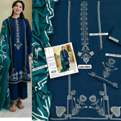 URGE Pure Lawn 3PC Embroidered Suit – Sage Green with Red Dupatta (Summer 2026)