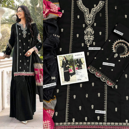 URGE Black Rose Embroidered Lawn Suit Fabric Detail