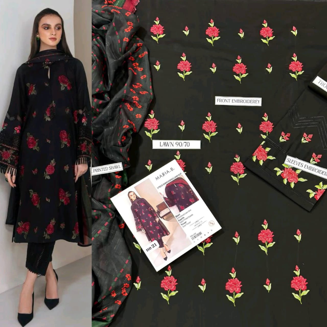 URGE Pure Lawn 3PC Embroidered Suit – Sage Green with Red Dupatta (Summer 2026)