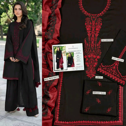 URGE Pure Lawn 3PC Embroidered Suit – Sage Green with Red Dupatta (Summer 2026)