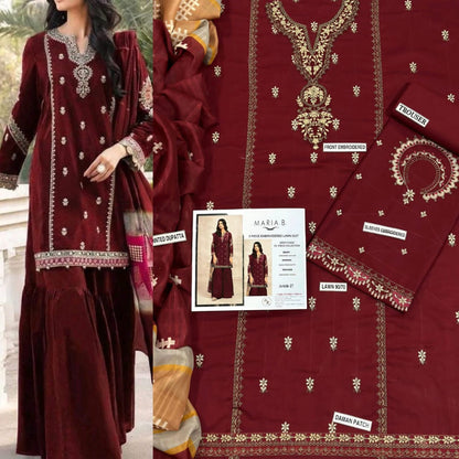 URGE Pure Lawn 3PC Embroidered Suit – Sage Green with Red Dupatta (Summer 2026)