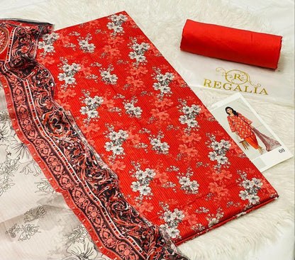 SALINA Lawn Red Hot Pink Floral Suit – Design 05