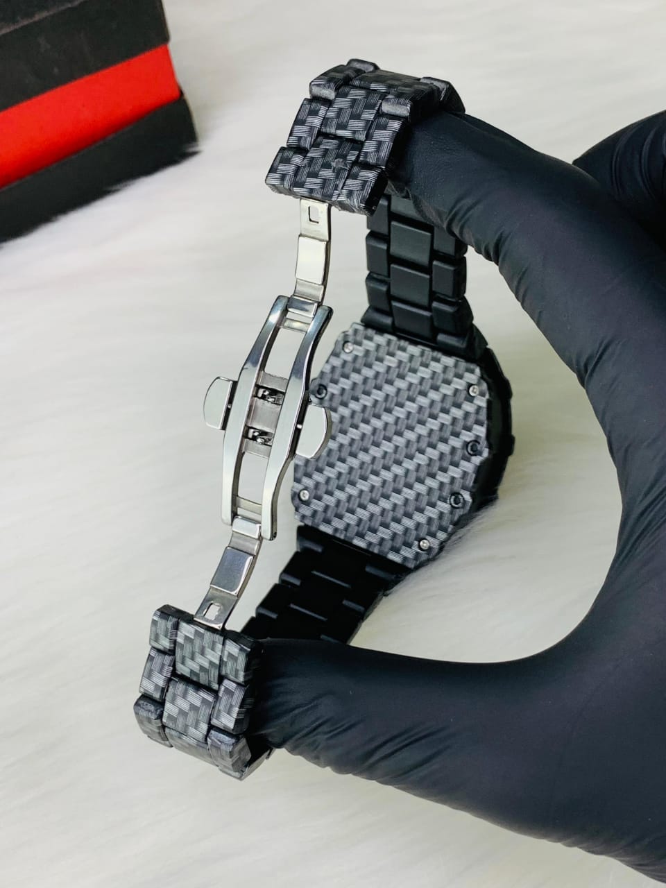 Silver stainless steel watch bracelet view