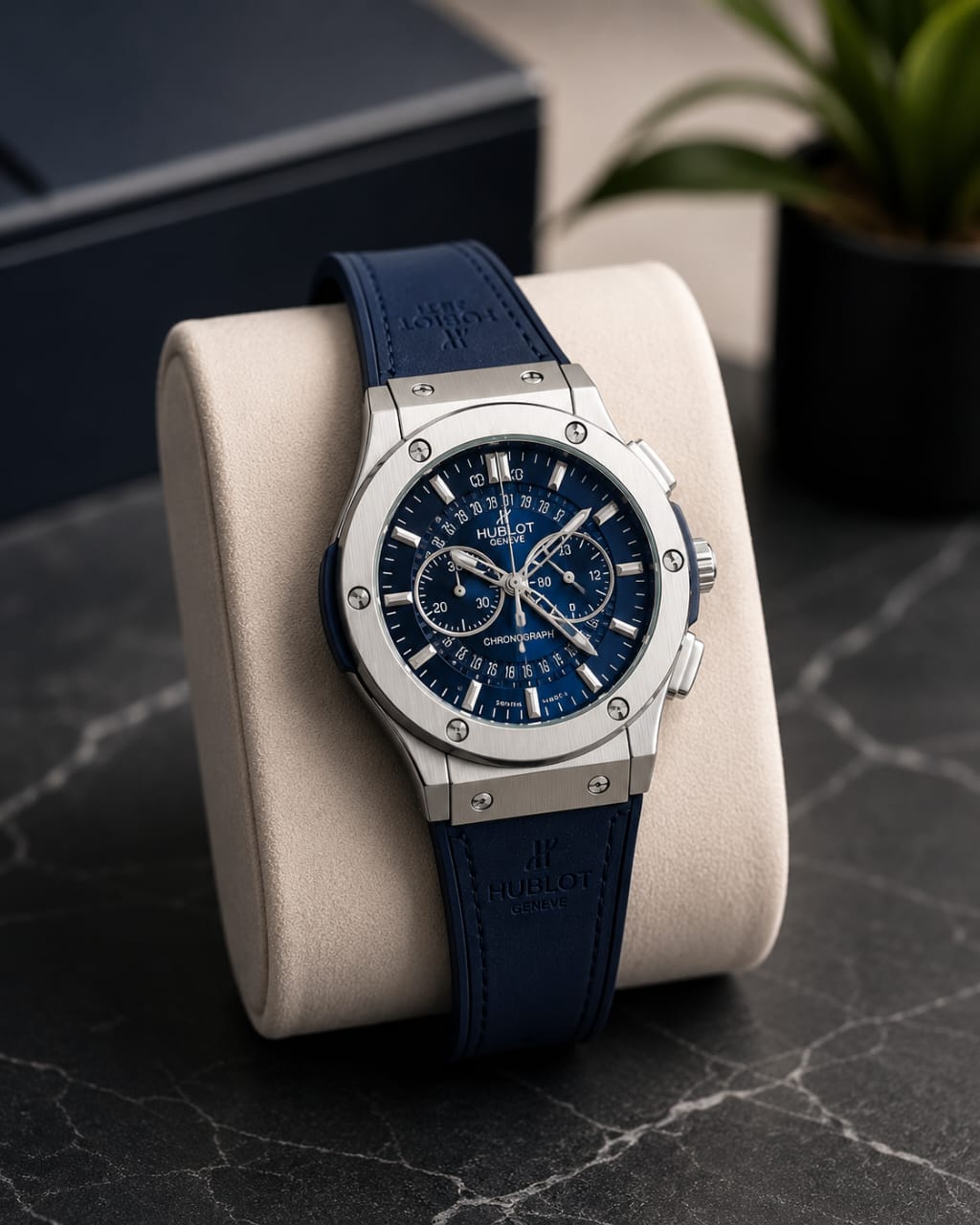 Hublot Big Bang Chronograph Watch - Blue Leather Strap