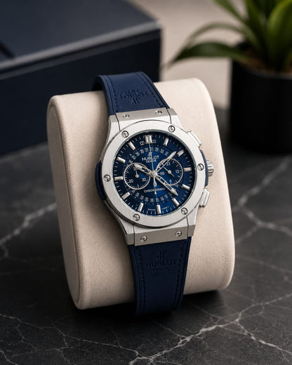 Hublot Big Bang Chronograph Watch - Blue Leather Strap