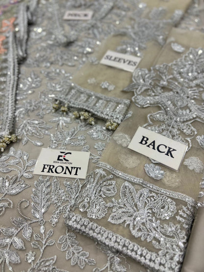 Luxury Net Suit - Model Full Length Front View with Dupatta