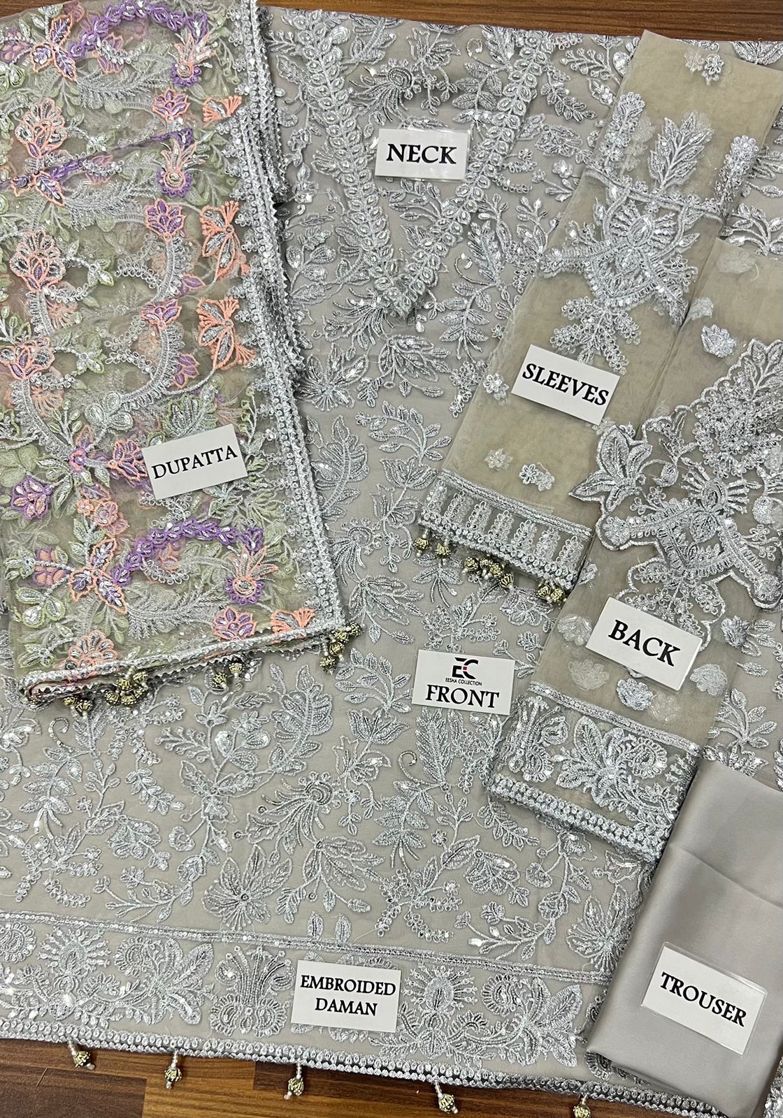 Luxury Net Suit - Model Upper Body Close Up Embroidery Detail
