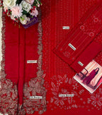Wedding Edition 2026 – Crimson Heavy Embroidered Chiffon 3-Piece