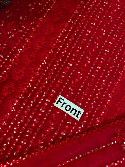 Wedding Edition 2026 – Crimson Heavy Embroidered Chiffon 3-Piece