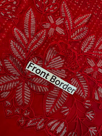 Wedding Edition 2026 – Crimson Heavy Embroidered Chiffon 3-Piece