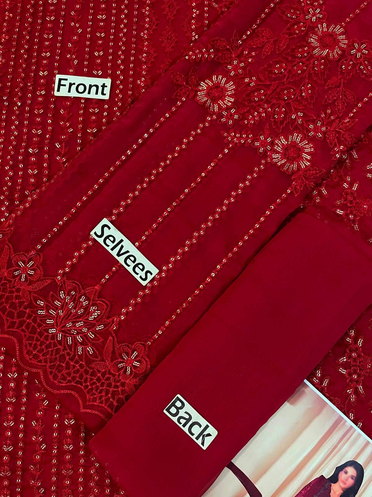 Wedding Edition 2026 – Crimson Heavy Embroidered Chiffon 3-Piece