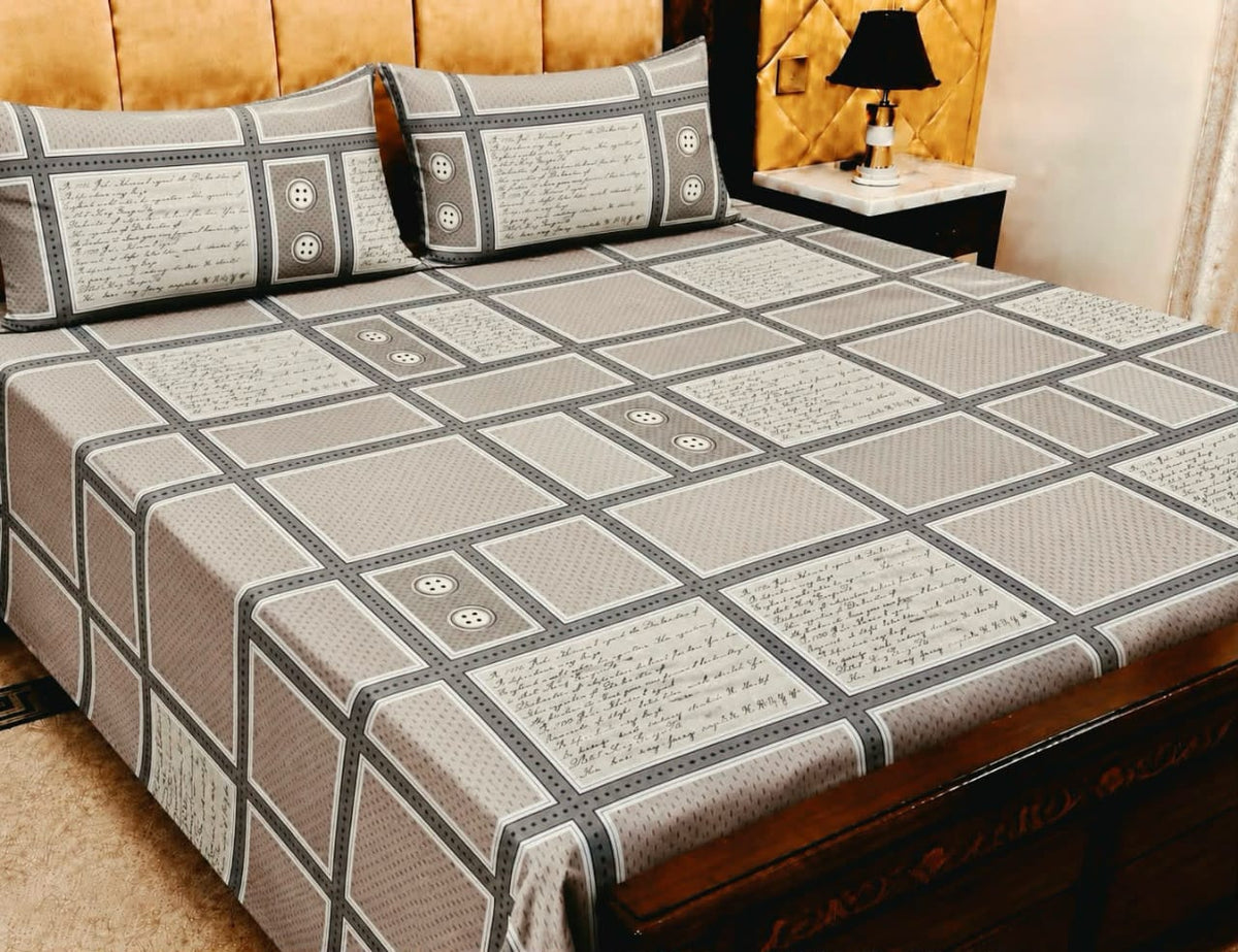 King Size Pure Cotton Bed Sheet 3Pc Set | Export Quality | 10 Designs | 90x95"