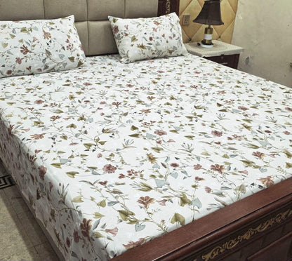 King Size Pure Cotton Bed Sheet 3Pc Set | Export Quality | 10 Designs | 90x95"