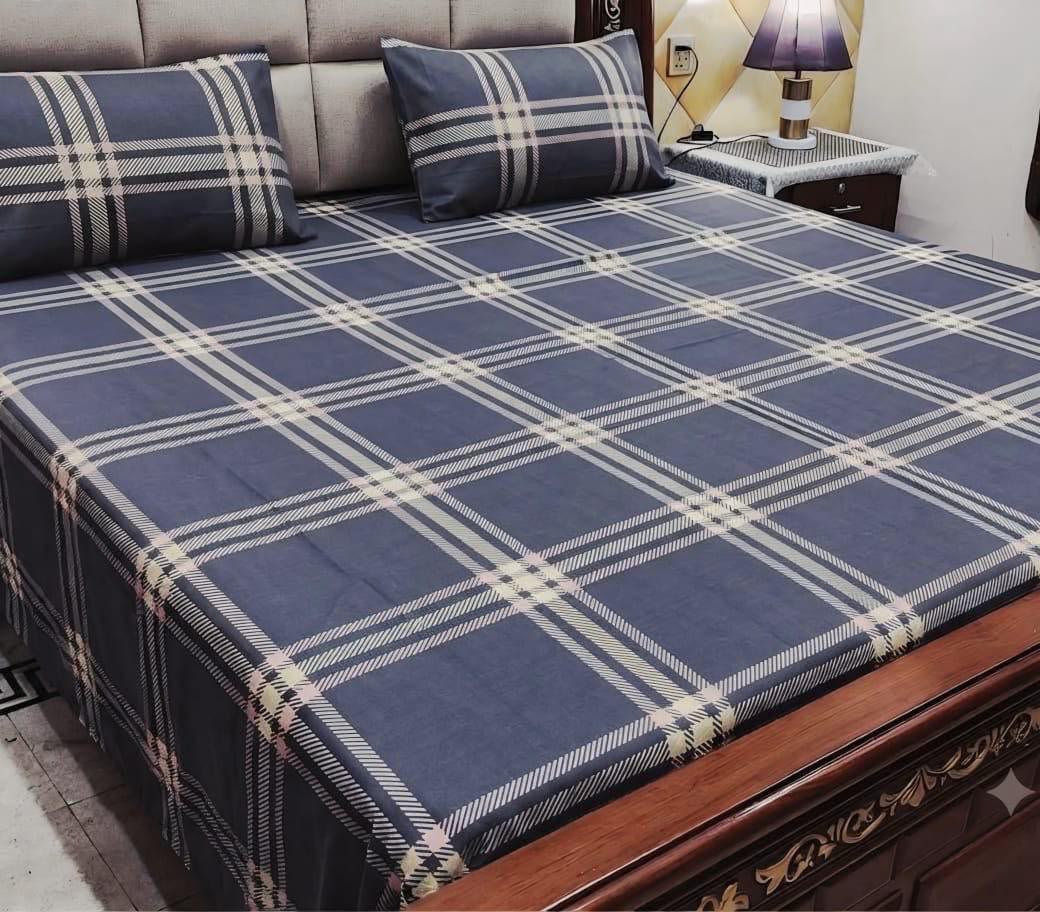 King Size Pure Cotton Bed Sheet 3Pc Set | Export Quality | 10 Designs | 90x95"
