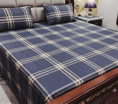 King Size Pure Cotton Bed Sheet 3Pc Set | Export Quality | 10 Designs | 90x95"