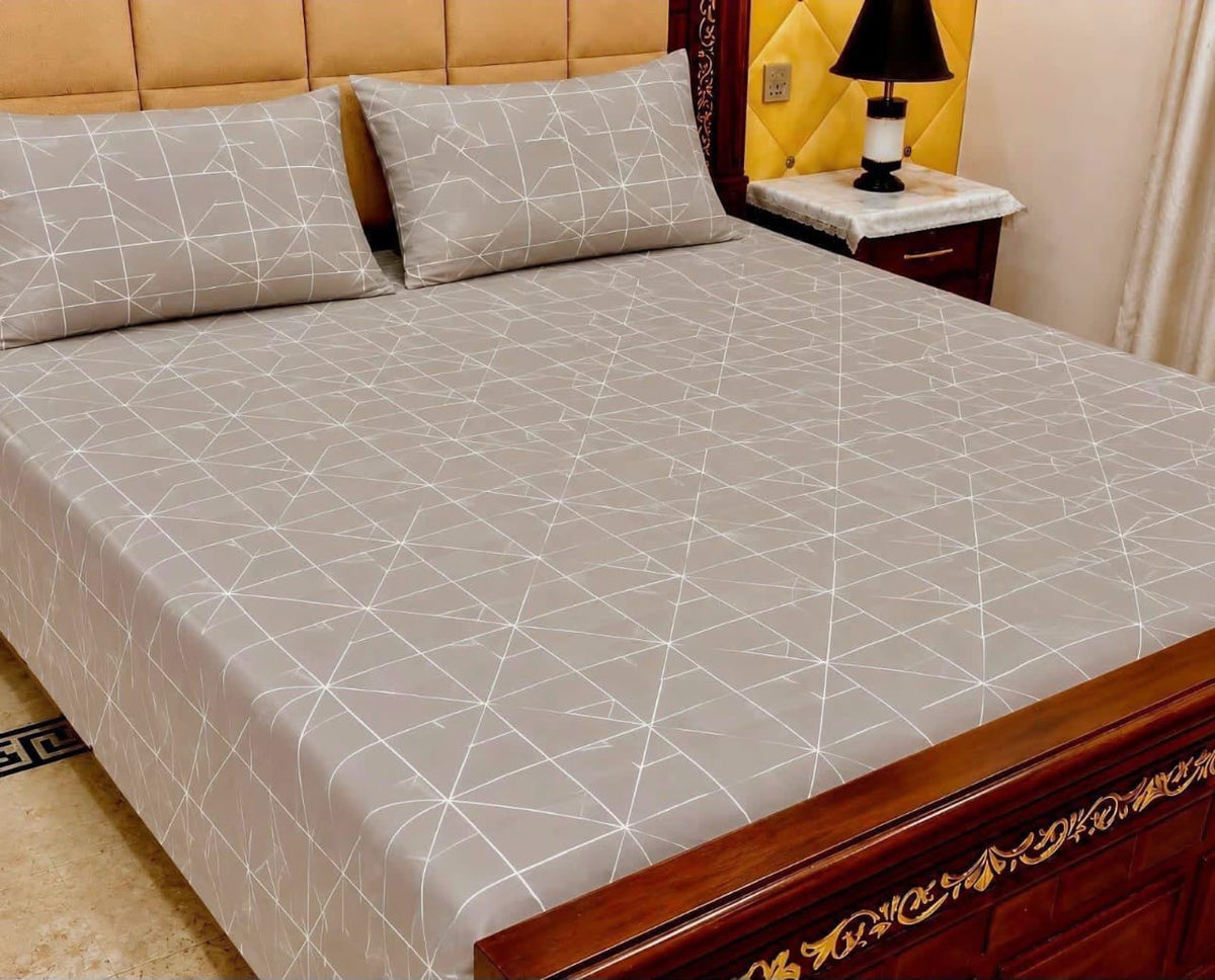 King Size Pure Cotton Bed Sheet 3Pc Set | Export Quality | 10 Designs | 90x95"