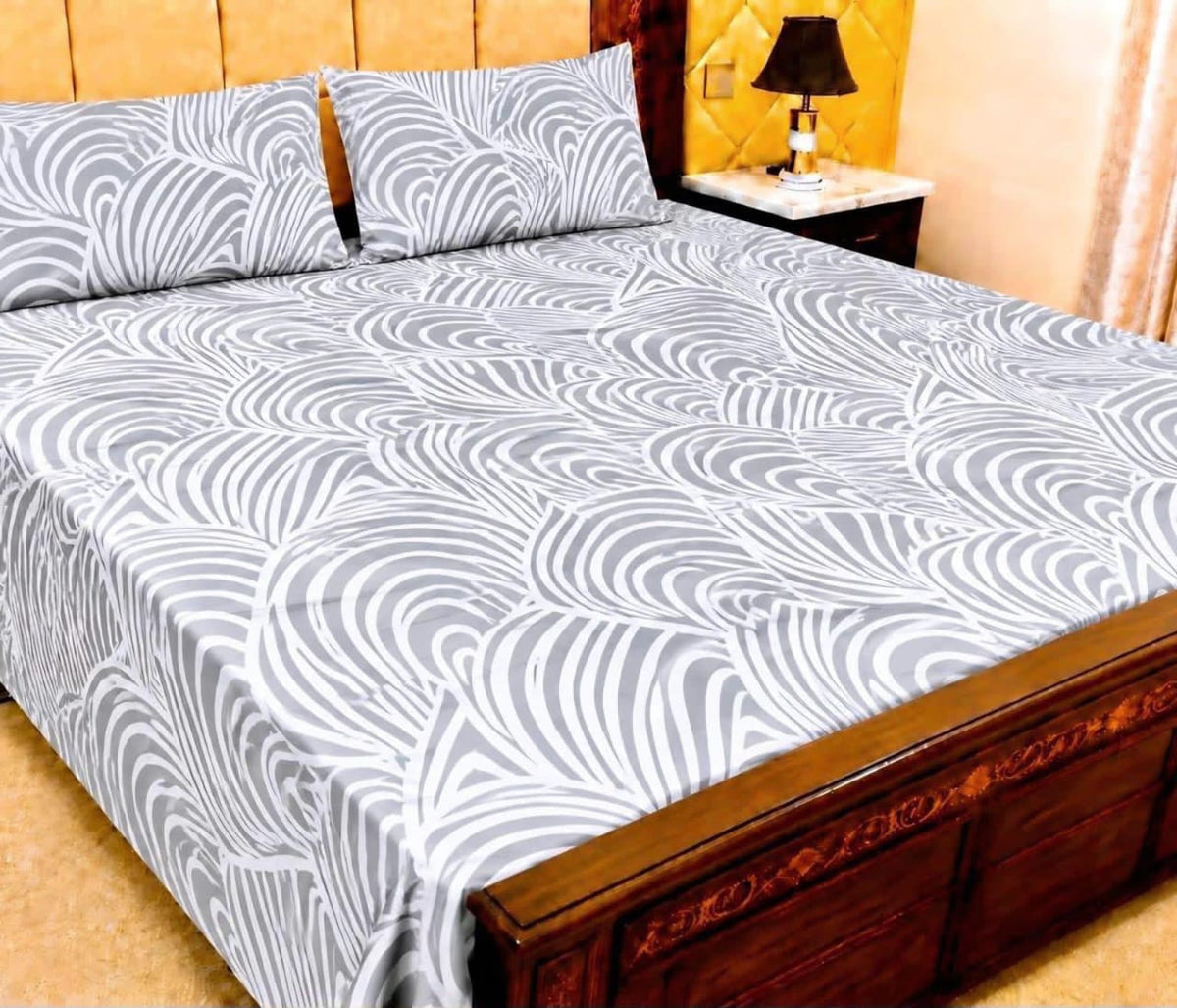 King Size Pure Cotton Bed Sheet 3Pc Set | Export Quality | 10 Designs | 90x95"
