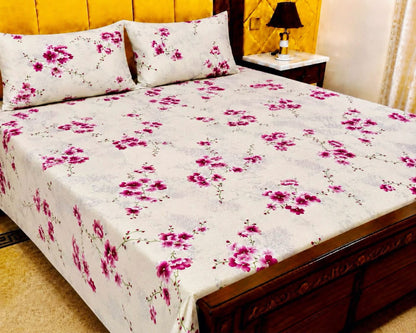King Size Pure Cotton Bed Sheet 3Pc Set | Export Quality | 10 Designs | 90x95"