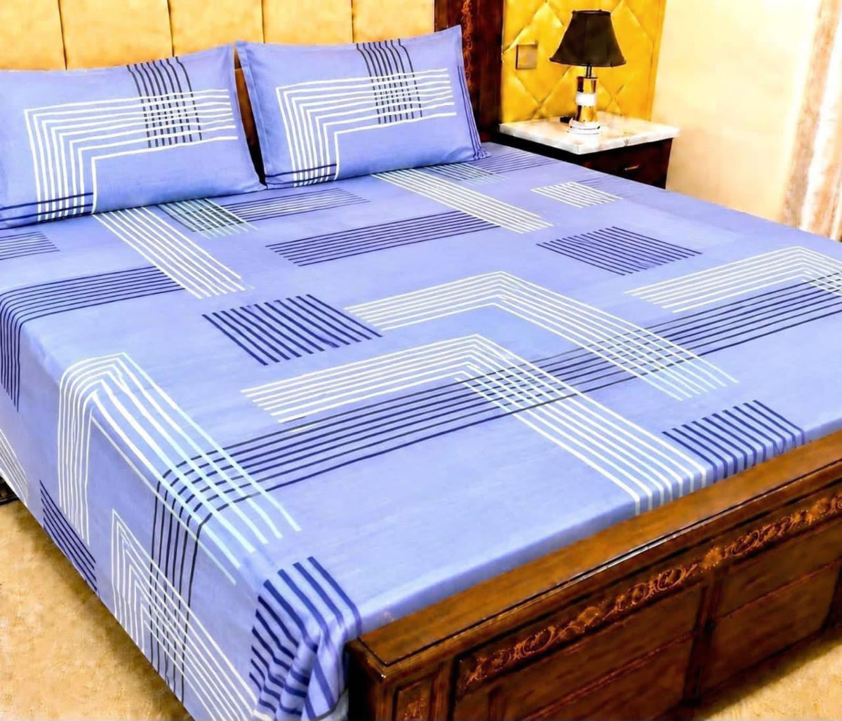 King Size Pure Cotton Bed Sheet 3Pc Set | Export Quality | 10 Designs | 90x95"