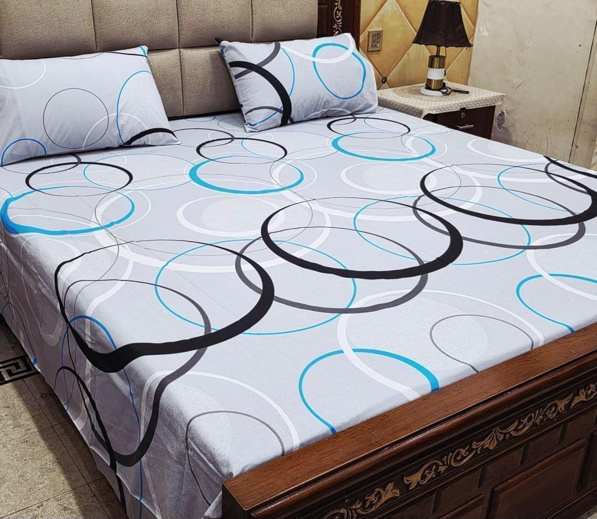 King Size Pure Cotton Bed Sheet 3Pc Set | Export Quality | 10 Designs | 90x95"