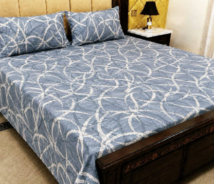 King Size Pure Cotton Bed Sheet 3Pc Set | Export Quality | 10 Designs | 90x95"