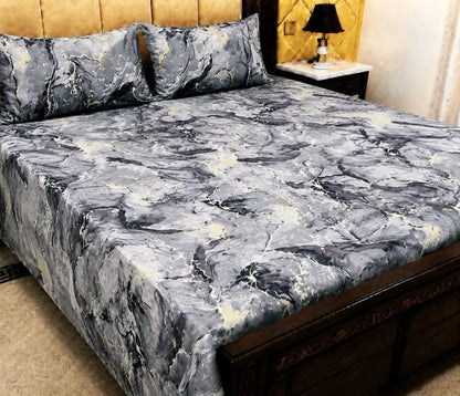 King Size Pure Cotton Bed Sheet 3Pc Set | Export Quality | 10 Designs | 90x95"