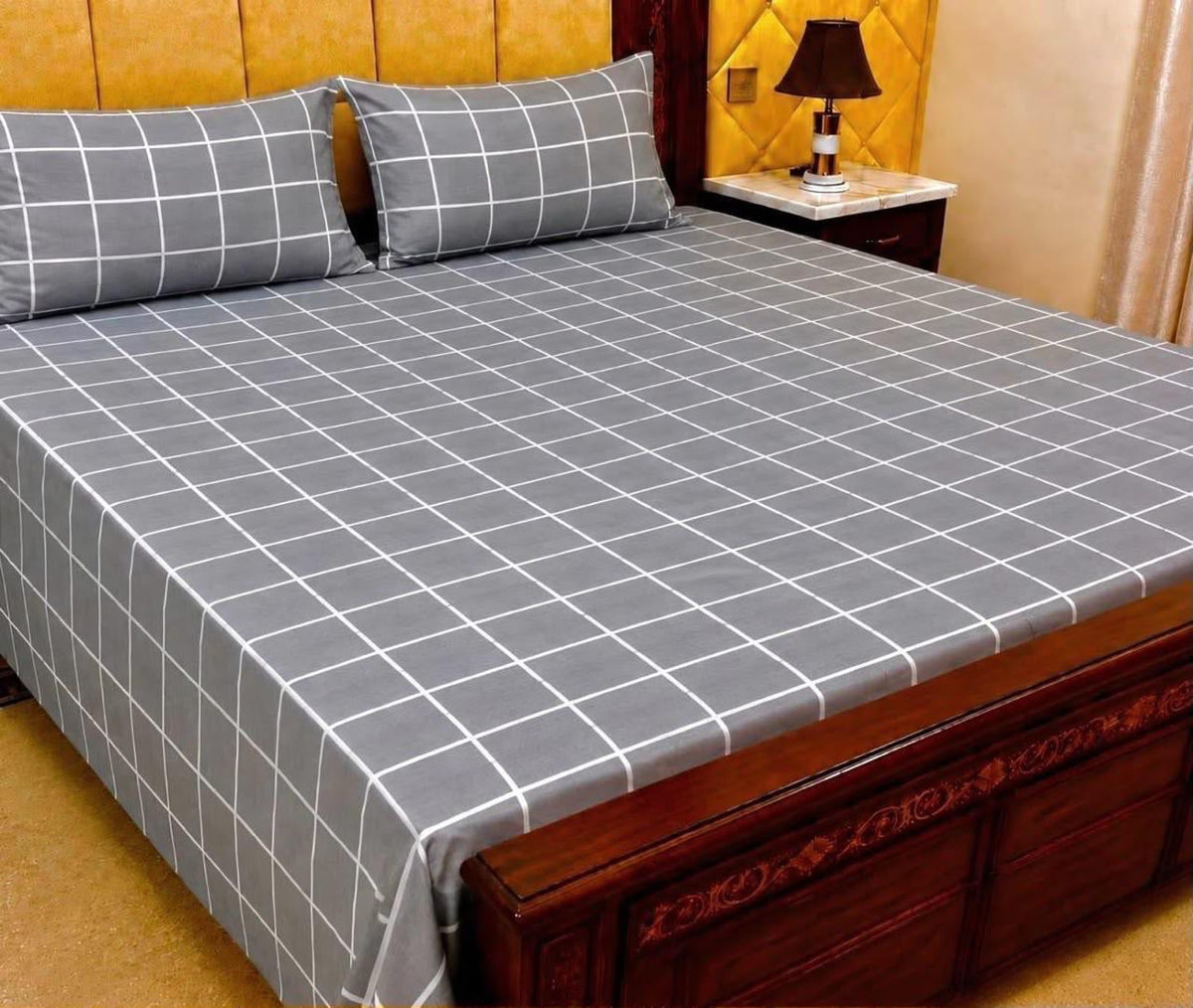 King Size Pure Cotton Bed Sheet 3Pc Set | Export Quality | 10 Designs | 90x95"