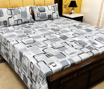 King Size Pure Cotton Bed Sheet 3Pc Set | Export Quality | 10 Designs | 90x95"