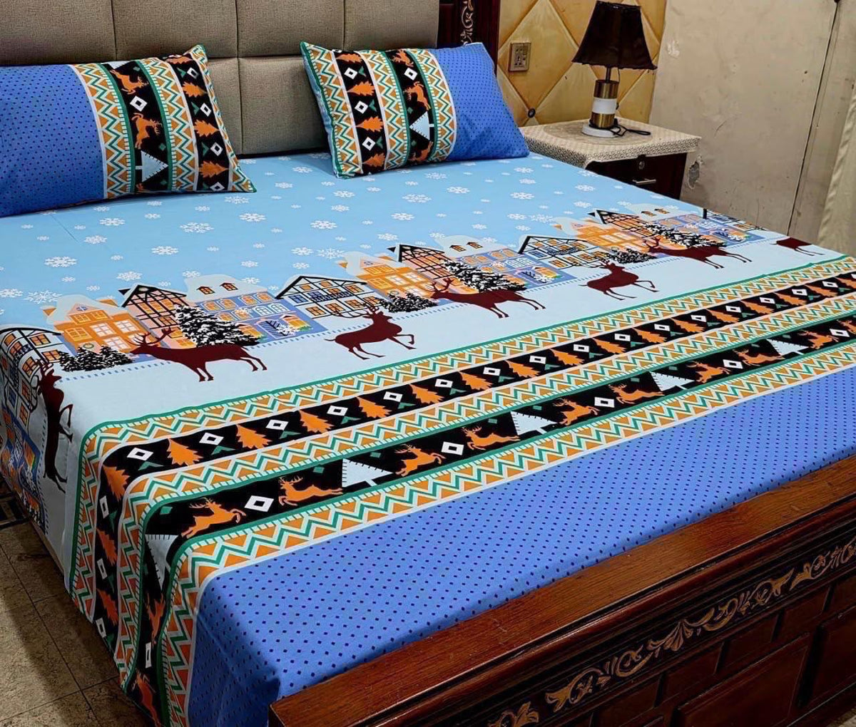 King Size Pure Cotton Bed Sheet 3Pc Set | Export Quality | 10 Designs | 90x95"