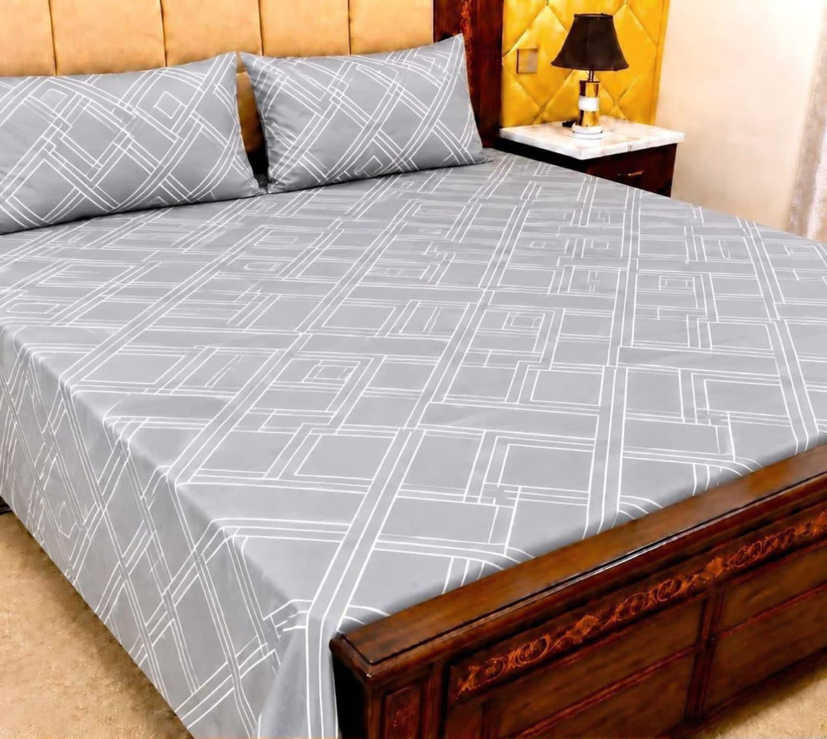 King Size Pure Cotton Bed Sheet 3Pc Set | Export Quality | 10 Designs | 90x95"