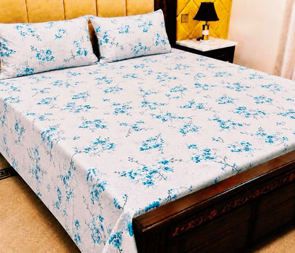 King Size Pure Cotton Bed Sheet 3Pc Set | Export Quality | 10 Designs | 90x95"