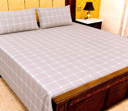 King Size Pure Cotton Bed Sheet 3Pc Set | Export Quality | 10 Designs | 90x95"