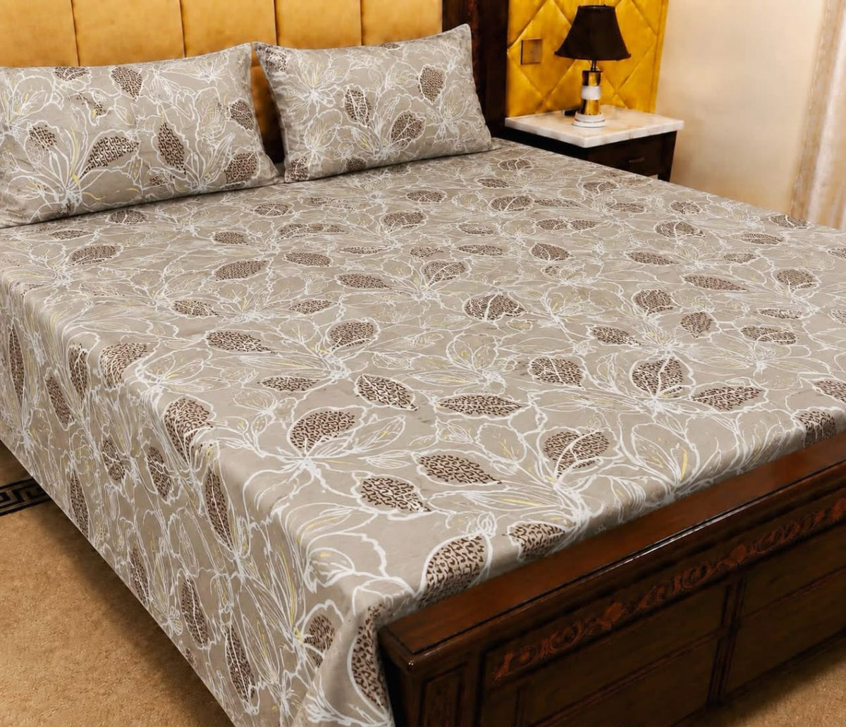 King Size Pure Cotton Bed Sheet 3Pc Set | Export Quality | 10 Designs | 90x95"