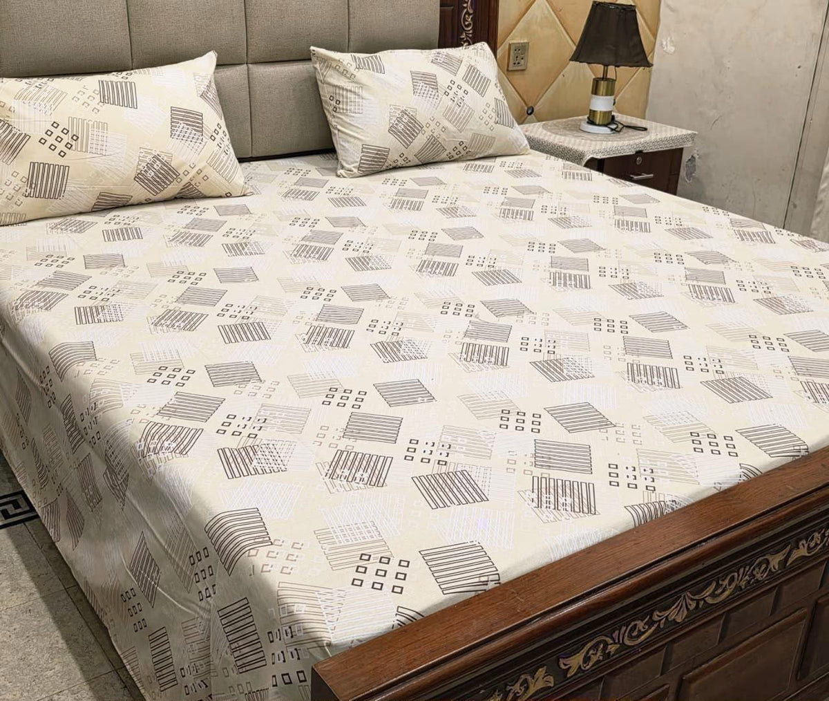 King Size Pure Cotton Bed Sheet 3Pc Set | Export Quality | 10 Designs | 90x95"