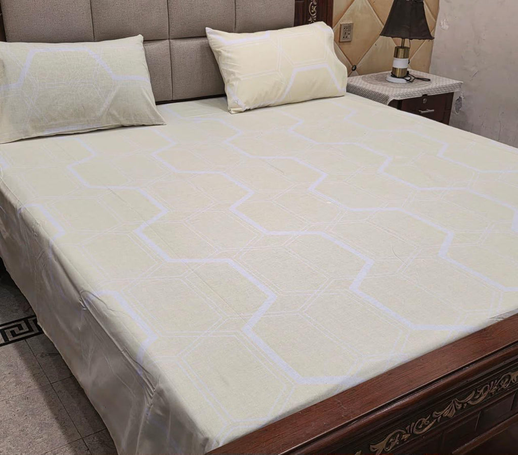 King Size Pure Cotton Bed Sheet 3Pc Set | Export Quality | 10 Designs | 90x95"