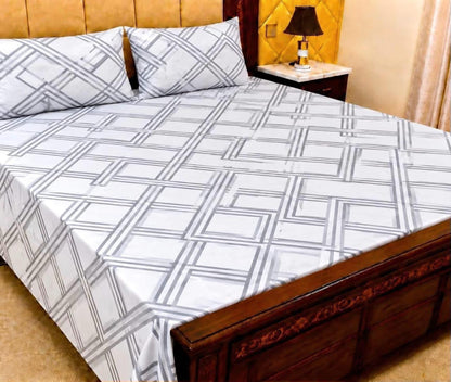 King Size Pure Cotton Bed Sheet 3Pc Set | Export Quality | 10 Designs | 90x95"