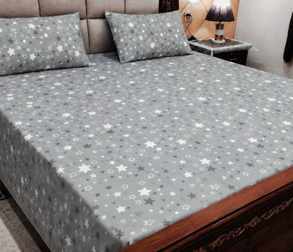 King Size Pure Cotton Bed Sheet 3Pc Set | Export Quality | 10 Designs | 90x95"