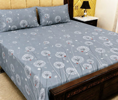 King Size Pure Cotton Bed Sheet 3Pc Set | Export Quality | 10 Designs | 90x95"