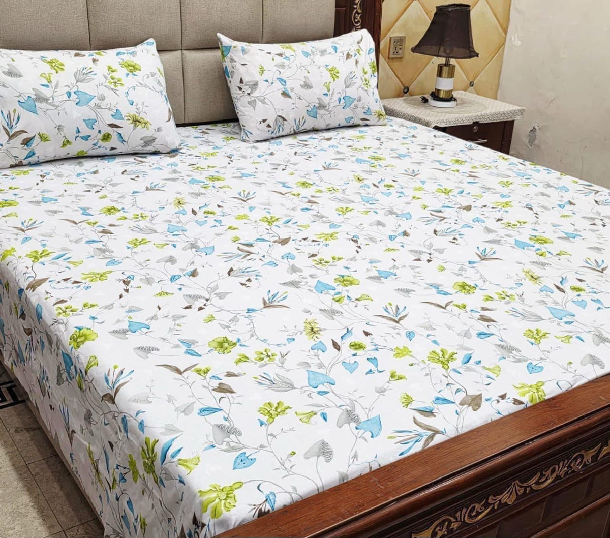 King Size Pure Cotton Bed Sheet - Dollar Bill Novelty Print Black White with 2 Pillowcases