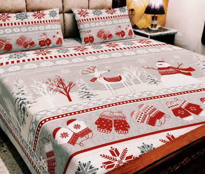 King Size Pure Cotton Bed Sheet 3Pc Set | Export Quality | 10 Designs | 90x95"