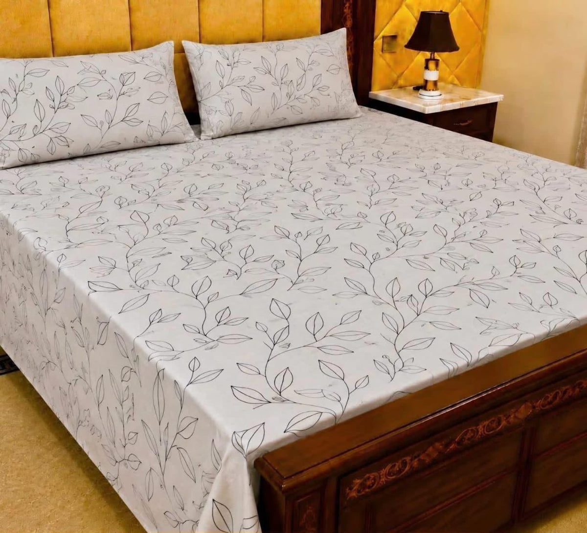 King Size Pure Cotton Bed Sheet 3Pc Set | Export Quality | 10 Designs | 90x95"