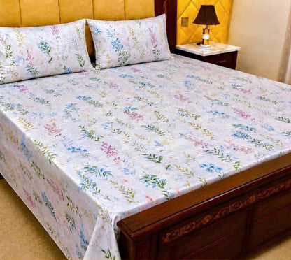 King Size Pure Cotton Bed Sheet 3Pc Set | Export Quality | 10 Designs | 90x95"