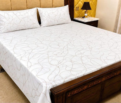 King Size Pure Cotton Bed Sheet 3Pc Set | Export Quality | 10 Designs | 90x95"