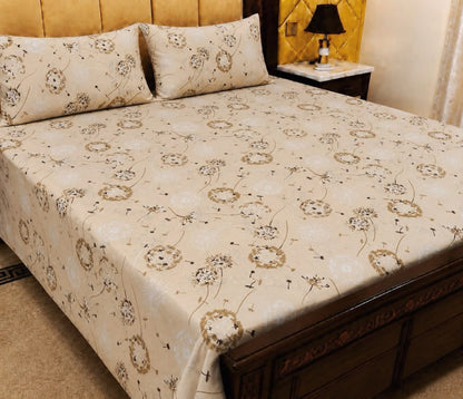 King Size Pure Cotton Bed Sheet 3Pc Set | Export Quality | 10 Designs | 90x95"