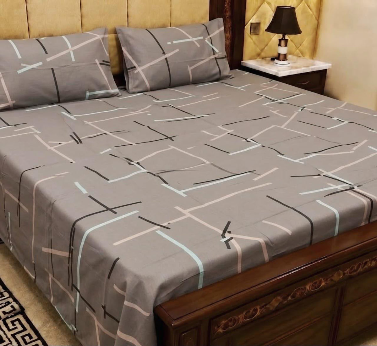 King Size Pure Cotton Bed Sheet 3Pc Set | Export Quality | 10 Designs | 90x95"