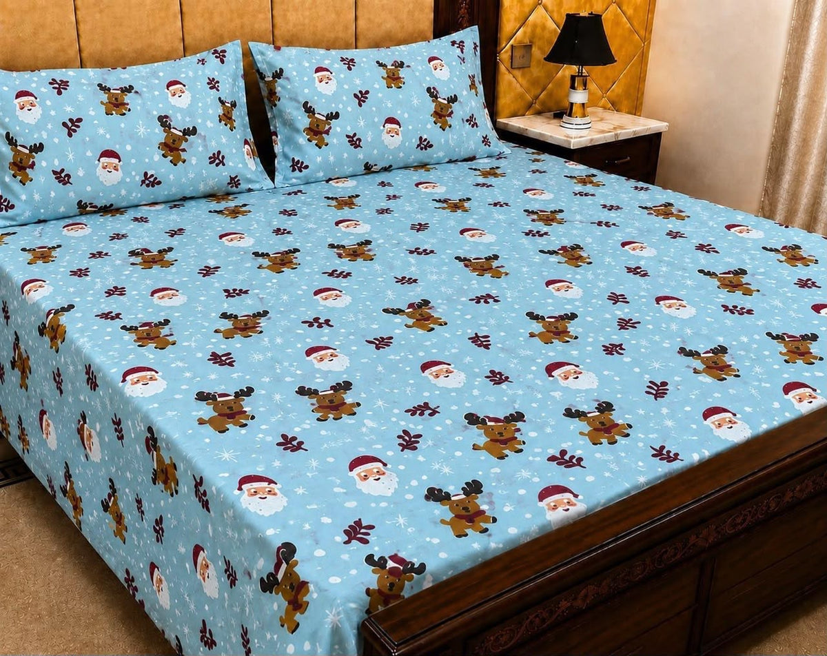 King Size Pure Cotton Bed Sheet 3Pc Set | Export Quality | 10 Designs | 90x95"
